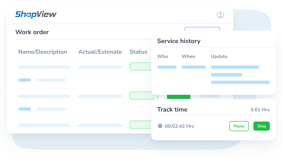 track time - work order - service history track time - work order - service history